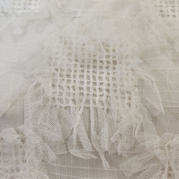 Endless Rose Cream Abstract Textured Mesh Puff Sleeve Mini Dress,Medium - Picture 12 of 16